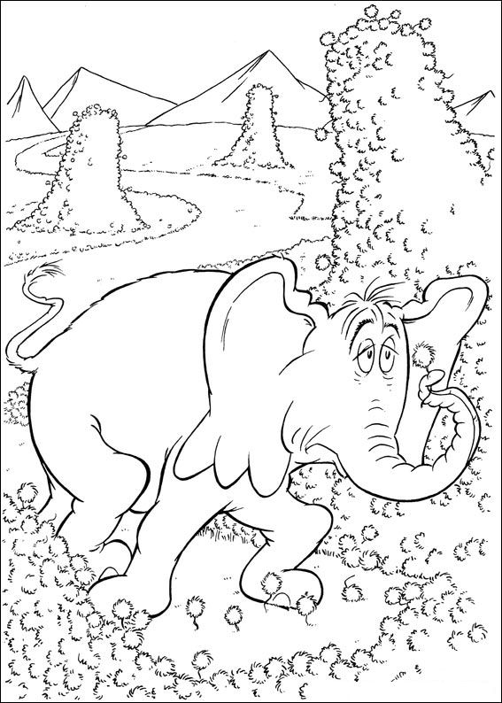 Plansa de colorat cu Horton Dr. Seuss 2 12